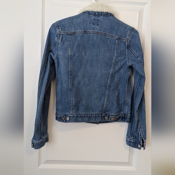 Gap Denim Jean Jacket Sherpa Trim size XS - Picture 2 of 5